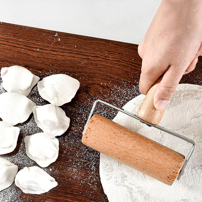 4 Pack Wood Pastry Pizza Roller, Non Stick Wooden Rolling Pin for Home, Professional Dough Roller Tool Set for Baking, Cooking, Multifunction Craft Clay Roller, Easy to Handle
