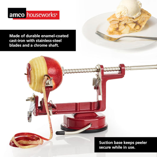 Back To Basics A505 Peel Away Apple Peeler (Casr Iron Suction Base), Red