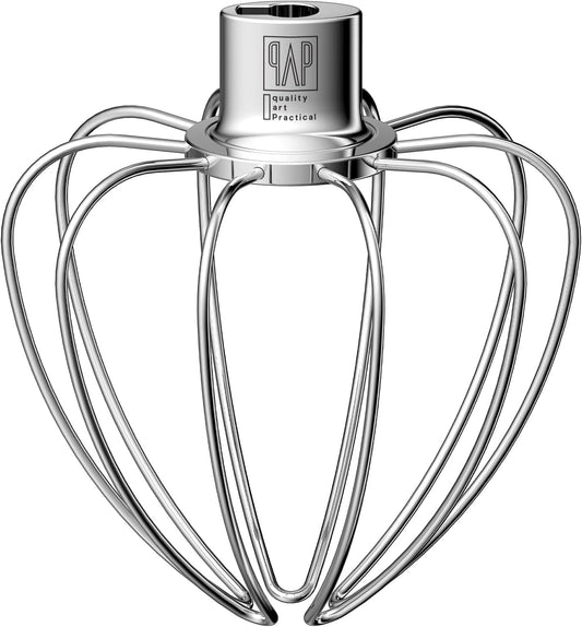 QAP Stainless Steel Wire Whip Fits KitchenAid 4.5 5 QT Tilt Head | Fits K45SS KSM150 KN15 KSM90, thicker heavy duty wires, for rapid aeration and whipping, dishwasher safe
