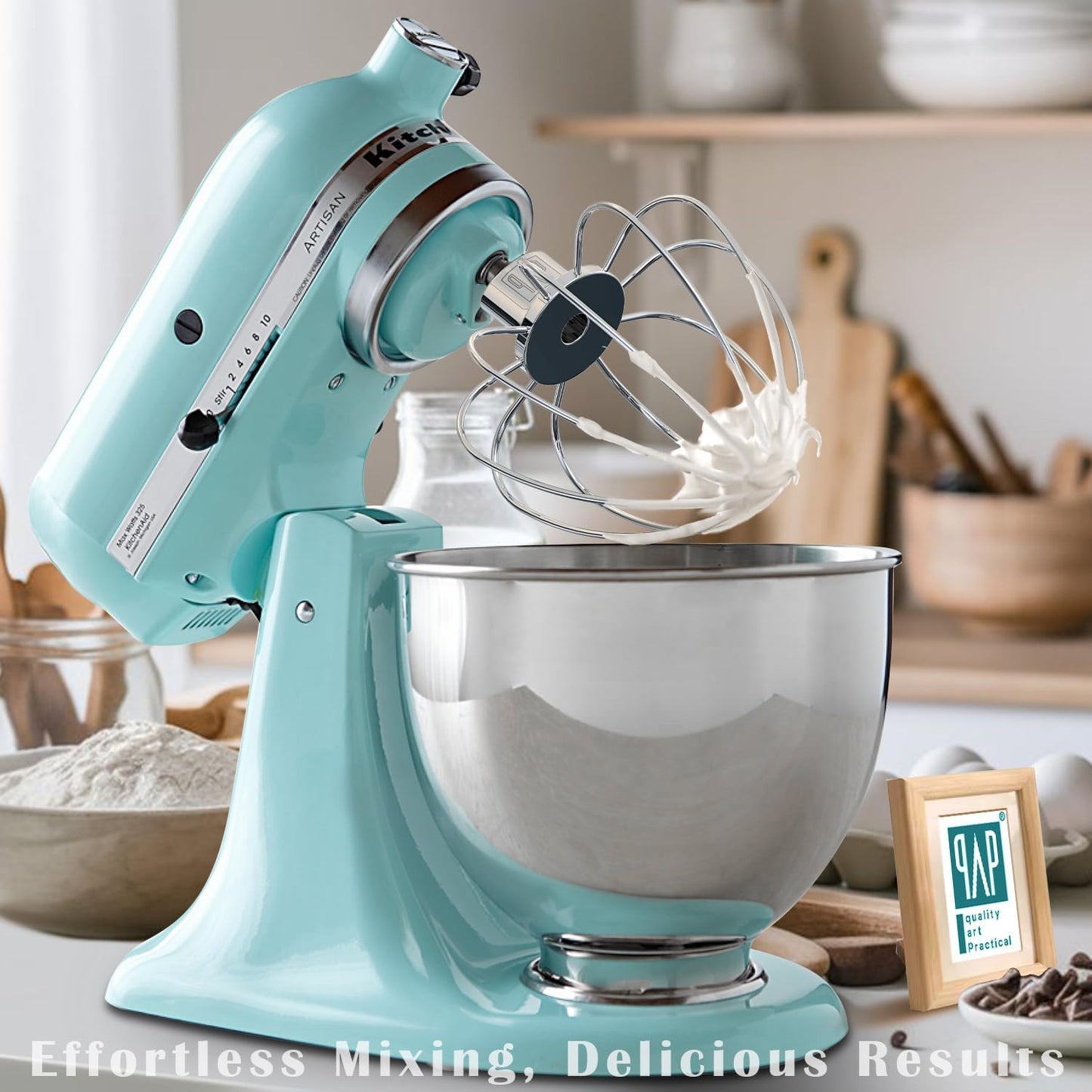 QAP Stainless Steel Wire Whip Fits KitchenAid 4.5 5 QT Tilt Head | Fits K45SS KSM150 KN15 KSM90, thicker heavy duty wires, for rapid aeration and whipping, dishwasher safe