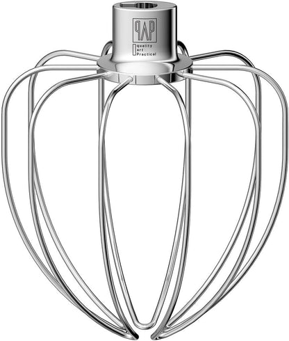 QAP Stainless Steel Wire Whip Fits KitchenAid 4.5 5 QT Tilt Head | Fits K45SS KSM150 KN15 KSM90, thicker heavy duty wires, for rapid aeration and whipping, dishwasher safe