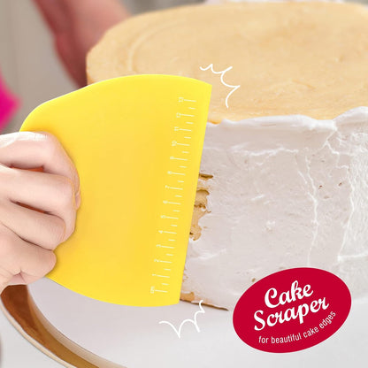 Teenitor 2 Pieces Dough Cutter, Bench Scraper Plastic, Sourdough Scraper, Dough Scraper with Measuring Scale, Multipurpose Food Scrapers for Dough, Cake, Bread, Icing Yellow and Green