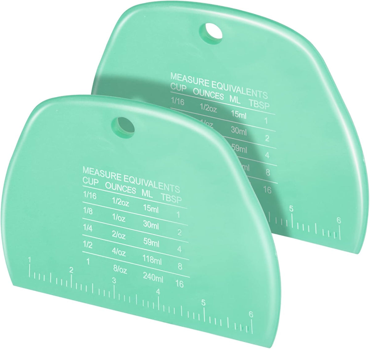 Teenitor 2 Pieces Dough Cutter, Bench Scraper Plastic, Sourdough Scraper, Dough Scraper with Measuring Scale, Multipurpose Food Scrapers for Dough, Cake, Bread, Icing Yellow and Green