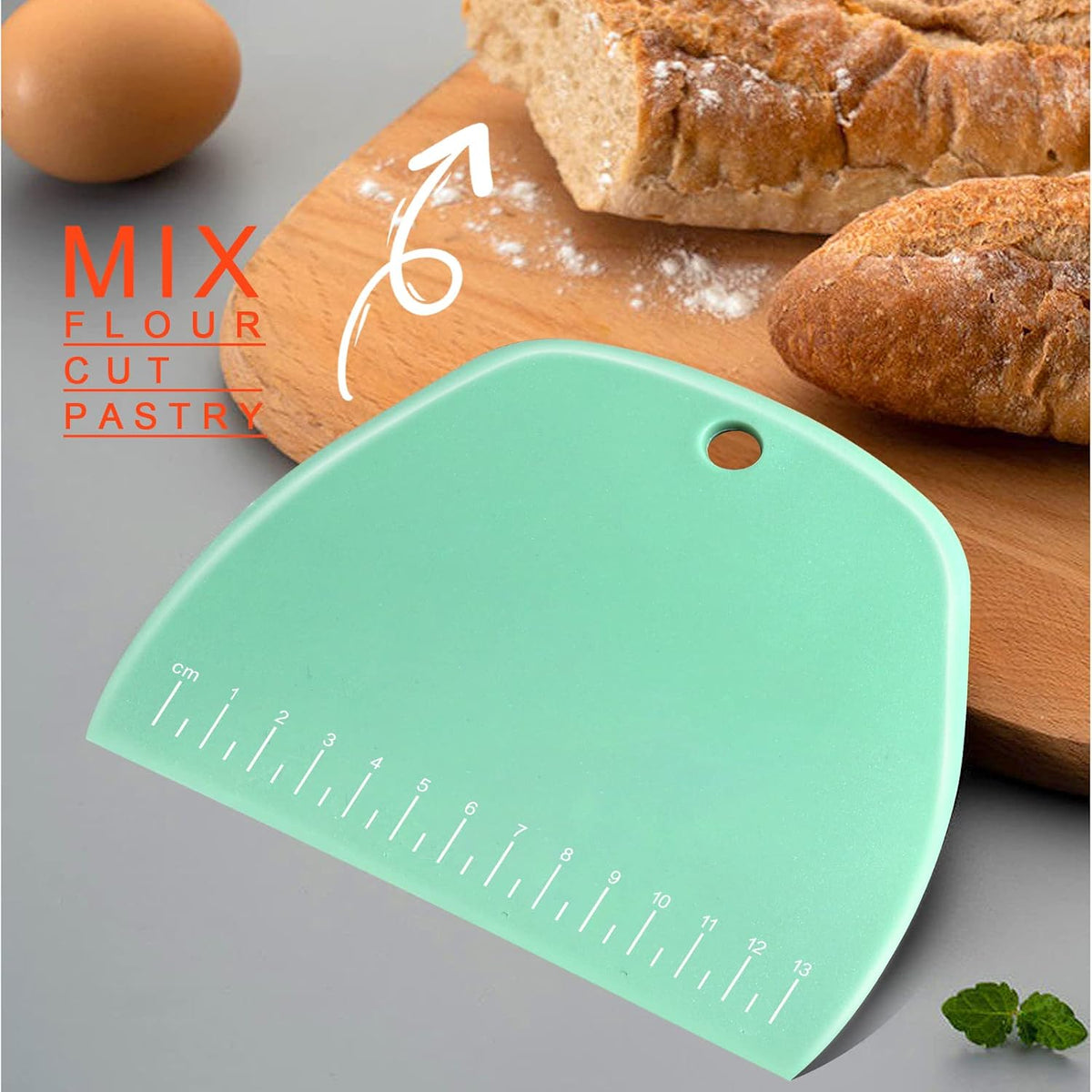Teenitor 2 Pieces Dough Cutter, Bench Scraper Plastic, Sourdough Scraper, Dough Scraper with Measuring Scale, Multipurpose Food Scrapers for Dough, Cake, Bread, Icing Yellow and Green