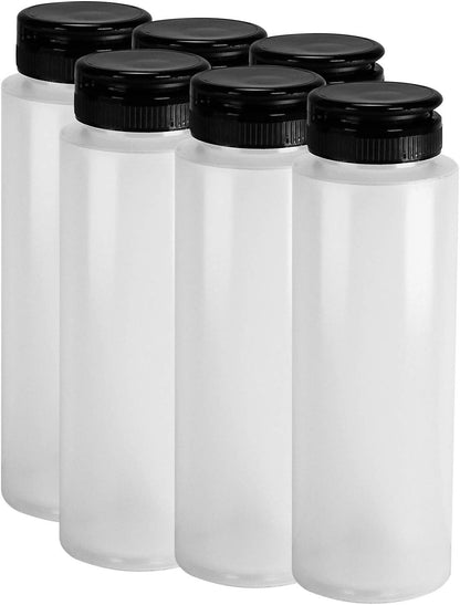 Easy Squeeze Plastic Condiment Bottles with Black Flip Top Cap 8 oz Empty Set 6
