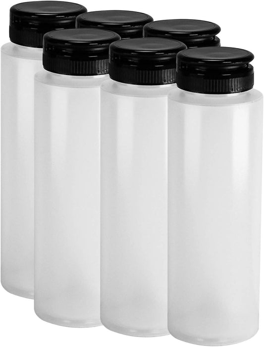 Easy Squeeze Plastic Condiment Bottles with Black Flip Top Cap 8 oz Empty Set 6