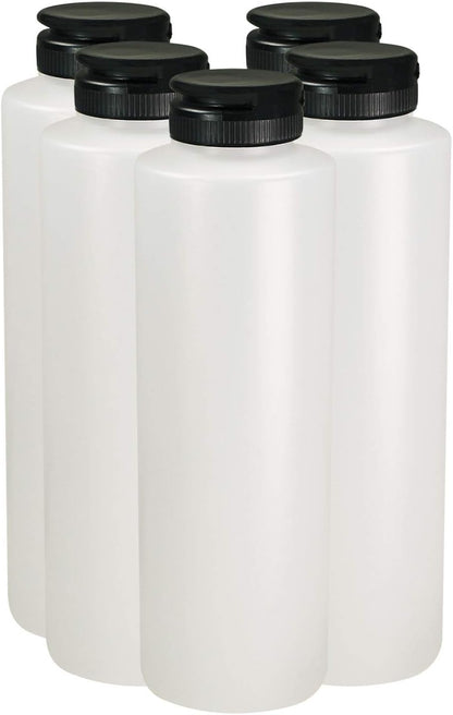 Easy Squeeze Plastic Condiment Bottles with Black Flip Top Cap 8 oz Empty Set 6