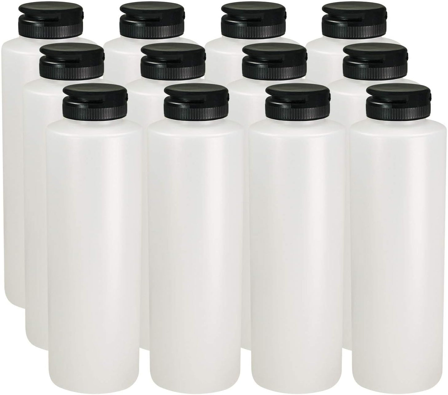 Easy Squeeze Plastic Condiment Bottles with Black Flip Top Cap 8 oz Empty Set 6
