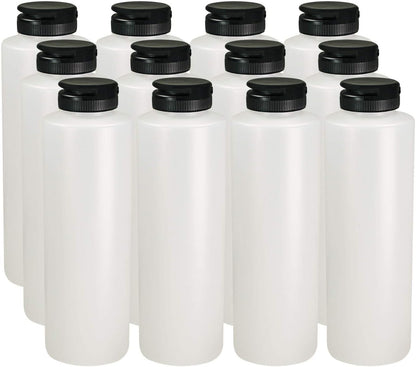 Easy Squeeze Plastic Condiment Bottles with Black Flip Top Cap 8 oz Empty Set 6