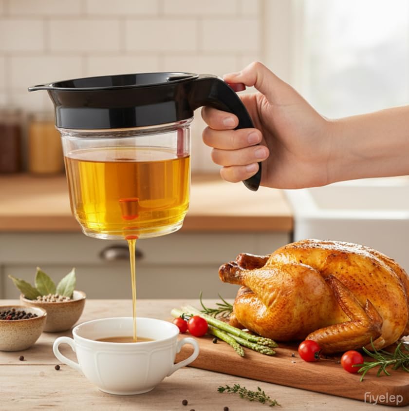 YUNWANG Fat Separator with Bottom Release, 4 Cup Capacity
