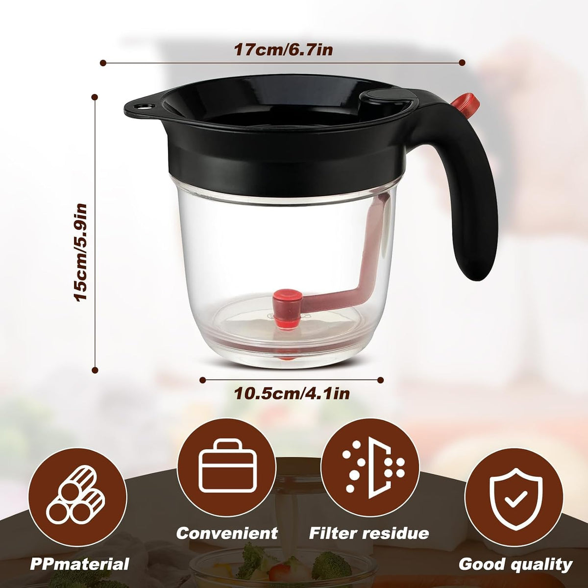 YUNWANG Fat Separator with Bottom Release, 4 Cup Capacity