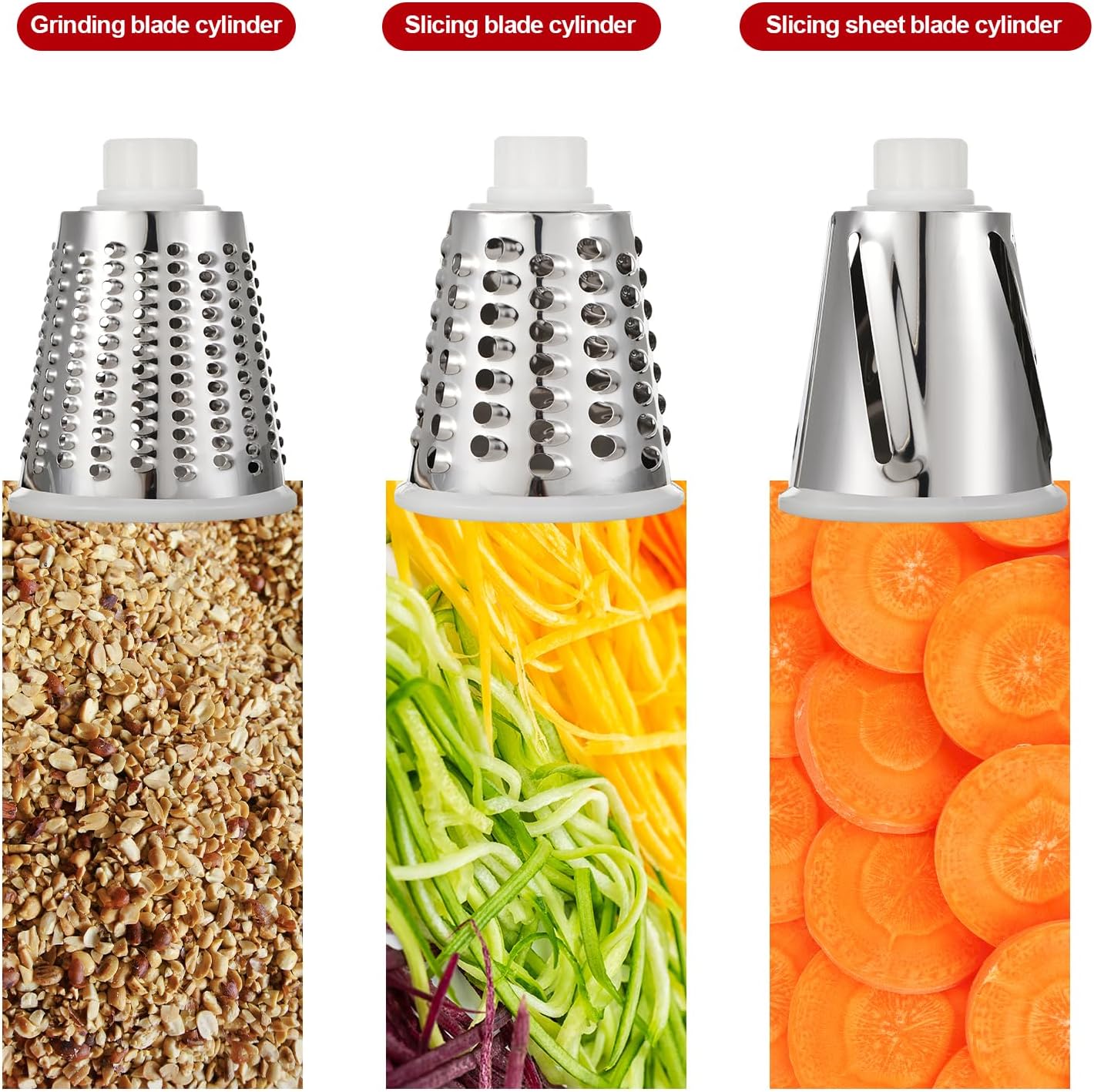 Rotary Cheese Grater Manual Hand Crank 3-in-1 Vegetable Shredde | Finger-safe design, stainless steel drums, suction base. Perfect for cheese, vegetables, nuts & chocolate. Easy to clean