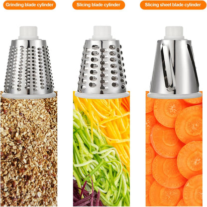 Rotary Cheese Grater Manual Hand Crank 3-in-1 Vegetable Shredde | Finger-safe design, stainless steel drums, suction base. Perfect for cheese, vegetables, nuts & chocolate. Easy to clean