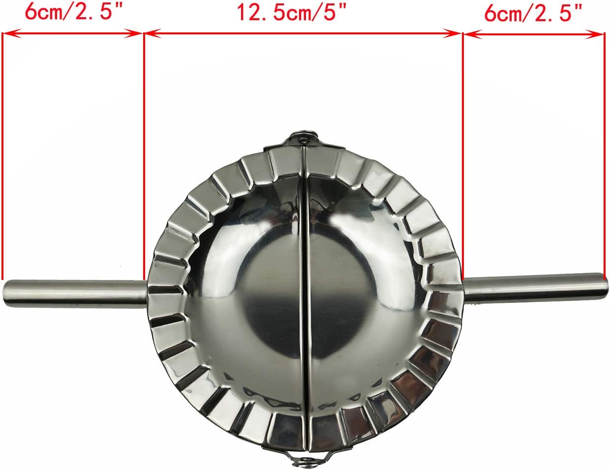 Stainless Steel Dumpling Maker, X-Large 5" Goya Empanada Press Mold, Ravioli Mould Crimper, Wraper Dough Cutter - for Pie Ravioli Chinese Dumpling Pastry, with long handle (XL 5" Dia)