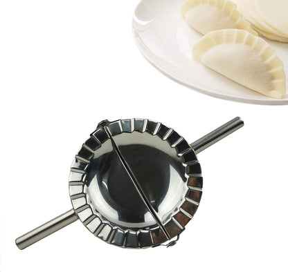 Stainless Steel Dumpling Maker, X-Large 5" Goya Empanada Press Mold, Ravioli Mould Crimper, Wraper Dough Cutter - for Pie Ravioli Chinese Dumpling Pastry, with long handle (XL 5" Dia)