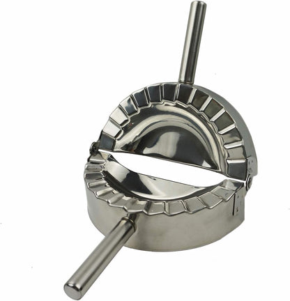 Stainless Steel Dumpling Maker, X-Large 5" Goya Empanada Press Mold, Ravioli Mould Crimper, Wraper Dough Cutter - for Pie Ravioli Chinese Dumpling Pastry, with long handle (XL 5" Dia)