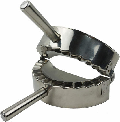 Stainless Steel Dumpling Maker, X-Large 5" Goya Empanada Press Mold, Ravioli Mould Crimper, Wraper Dough Cutter - for Pie Ravioli Chinese Dumpling Pastry, with long handle (XL 5" Dia)