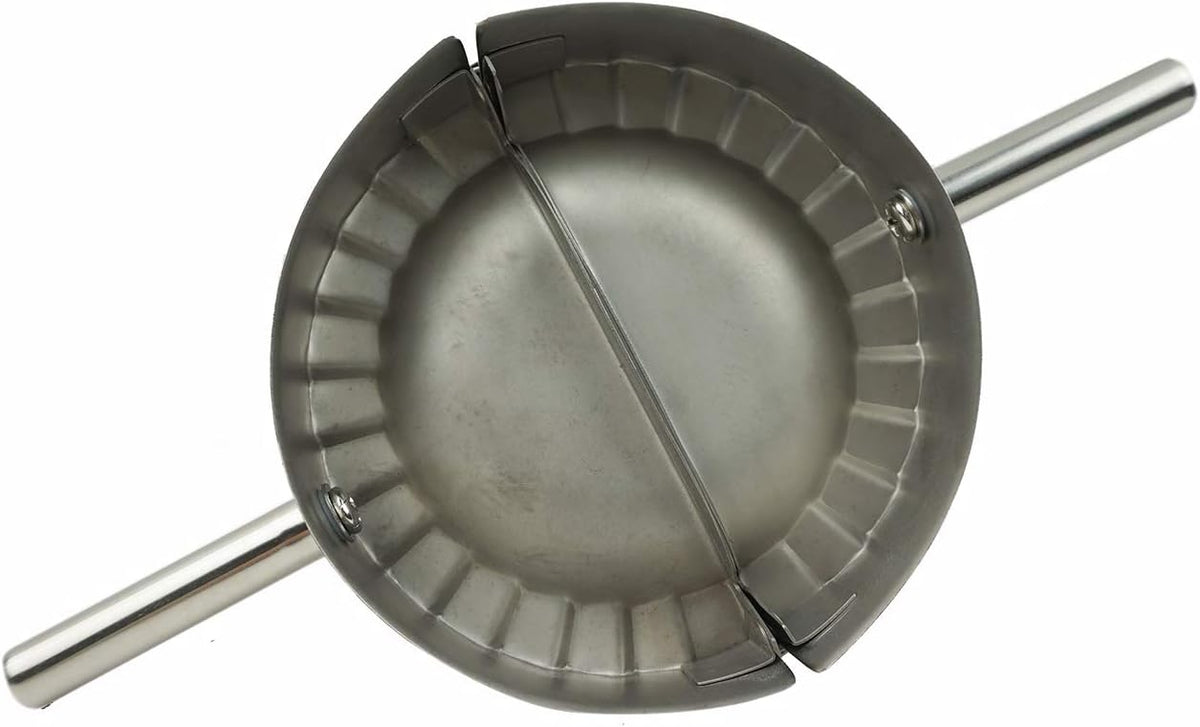 Stainless Steel Dumpling Maker, X-Large 5" Goya Empanada Press Mold, Ravioli Mould Crimper, Wraper Dough Cutter - for Pie Ravioli Chinese Dumpling Pastry, with long handle (XL 5" Dia)