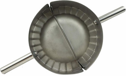 Stainless Steel Dumpling Maker, X-Large 5" Goya Empanada Press Mold, Ravioli Mould Crimper, Wraper Dough Cutter - for Pie Ravioli Chinese Dumpling Pastry, with long handle (XL 5" Dia)