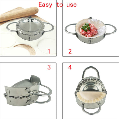 Stainless Steel Dumpling Maker, X-Large 5" Goya Empanada Press Mold, Ravioli Mould Crimper, Wraper Dough Cutter - for Pie Ravioli Chinese Dumpling Pastry, with long handle (XL 5" Dia)