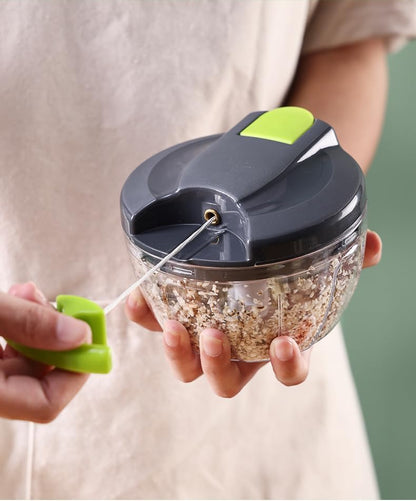 Manual Vegetable Choppers Food Processor, Portable Hand Pull String Garlic Mincer Onion Chopper, Large Capacity for Nuts, Veggies, Ginger, Herbs, etc., 900ml, Food Chopper Kitchen Cooking Tool