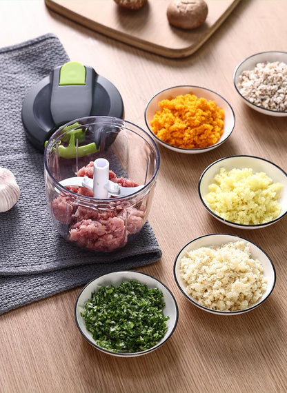 Manual Vegetable Choppers Food Processor, Portable Hand Pull String Garlic Mincer Onion Chopper, Large Capacity for Nuts, Veggies, Ginger, Herbs, etc., 900ml, Food Chopper Kitchen Cooking Tool
