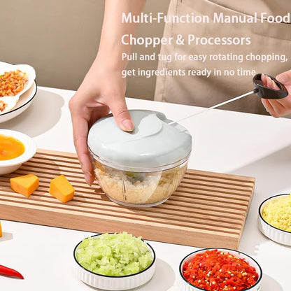 Manual Vegetable Choppers Food Processor, Portable Hand Pull String Garlic Mincer Onion Chopper, Large Capacity for Nuts, Veggies, Ginger, Herbs, etc., 900ml, Food Chopper Kitchen Cooking Tool