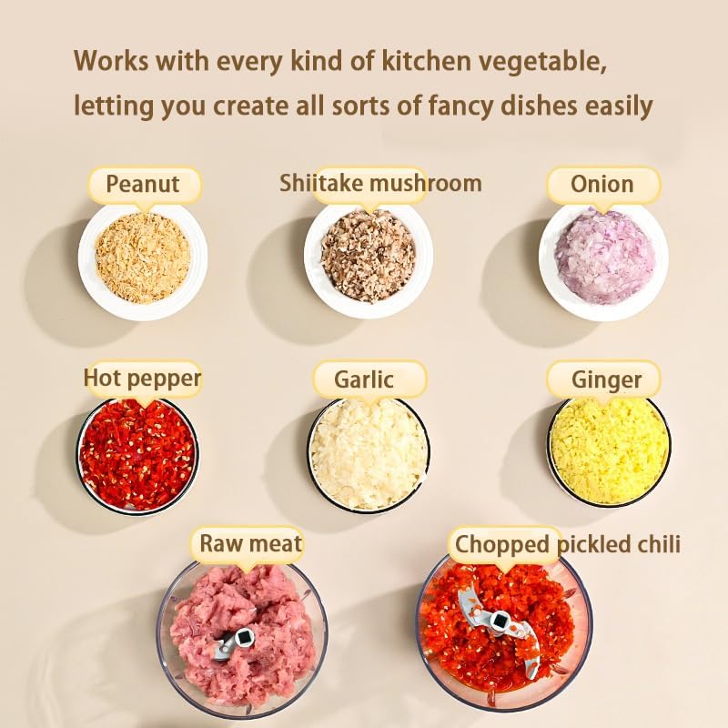 Manual Vegetable Choppers Food Processor, Portable Hand Pull String Garlic Mincer Onion Chopper, Large Capacity for Nuts, Veggies, Ginger, Herbs, etc., 900ml, Food Chopper Kitchen Cooking Tool
