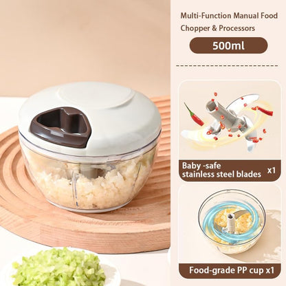 Manual Vegetable Choppers Food Processor, Portable Hand Pull String Garlic Mincer Onion Chopper, Large Capacity for Nuts, Veggies, Ginger, Herbs, etc., 900ml, Food Chopper Kitchen Cooking Tool