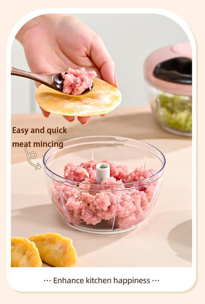 Manual Vegetable Choppers Food Processor, Portable Hand Pull String Garlic Mincer Onion Chopper, Large Capacity for Nuts, Veggies, Ginger, Herbs, etc., 900ml, Food Chopper Kitchen Cooking Tool