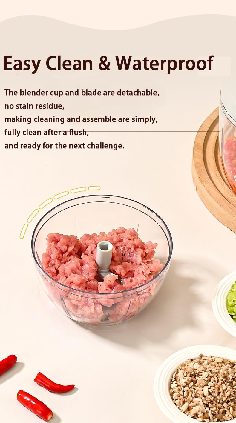 Manual Vegetable Choppers Food Processor, Portable Hand Pull String Garlic Mincer Onion Chopper, Large Capacity for Nuts, Veggies, Ginger, Herbs, etc., 900ml, Food Chopper Kitchen Cooking Tool