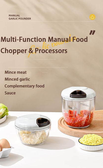 Manual Vegetable Choppers Food Processor, Portable Hand Pull String Garlic Mincer Onion Chopper, Large Capacity for Nuts, Veggies, Ginger, Herbs, etc., 900ml, Food Chopper Kitchen Cooking Tool