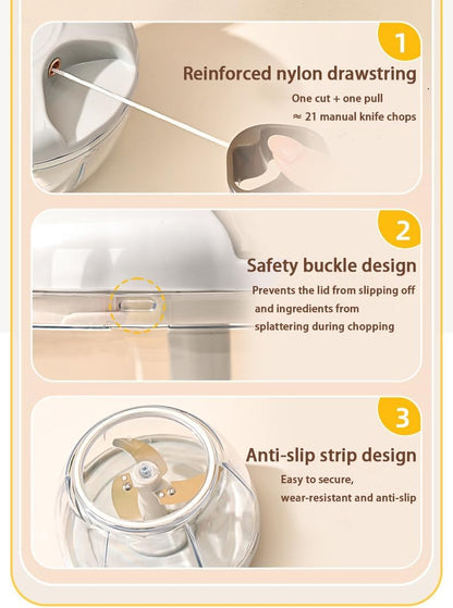Manual Vegetable Choppers Food Processor, Portable Hand Pull String Garlic Mincer Onion Chopper, Large Capacity for Nuts, Veggies, Ginger, Herbs, etc., 900ml, Food Chopper Kitchen Cooking Tool