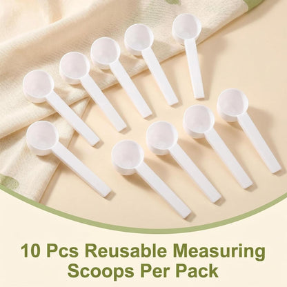 10Pcs 5 Gram/10 ml White Plastic Tablespoon Measuring Spoons with Long Handle Mini Powder Scoops Tiny Spoons for Measuring Coffee Grains Protein Spices (Round Bottom)
