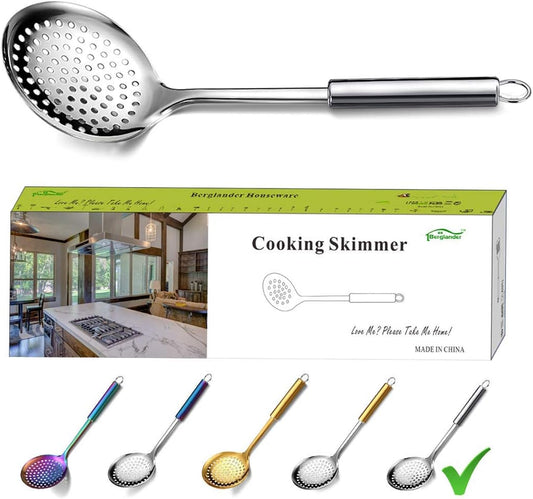 Stainless Steel Cooking Skimmer - Slotted Spoon for Straining, Ideal for Kitchen Use