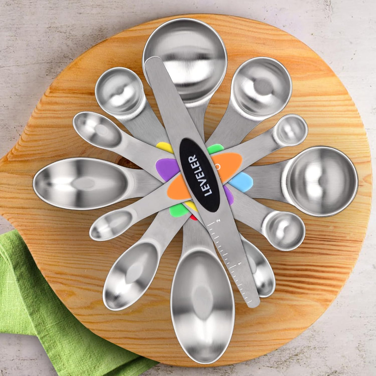 Magnetic Measuring Spoons Set, 7-Piece Stainless Steel