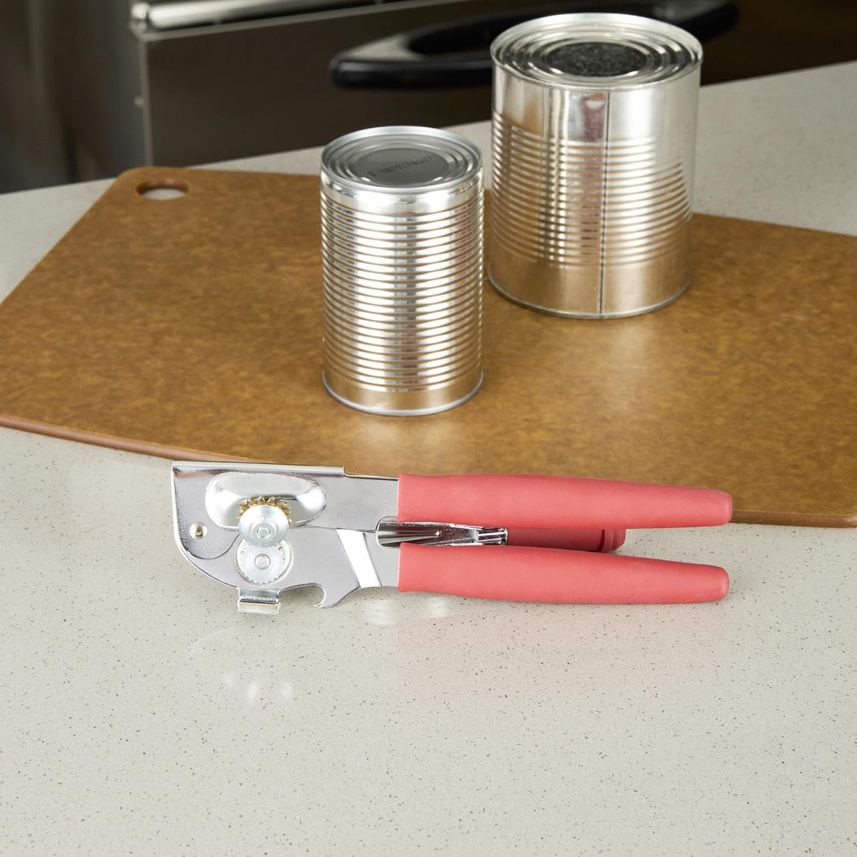 Red Carbon Steel Handheld Crank Can Opener