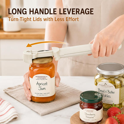 3 in 1 Adjustable Jar Opener for Tight Lids, Retractable Stainless Steel Grip Teeth, Bottle Cap & Pop Tab Opener, Easy Grip Kitchen Lid Remover Tool