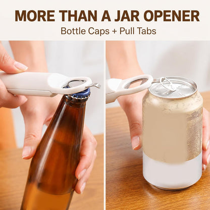 3 in 1 Adjustable Jar Opener for Tight Lids, Retractable Stainless Steel Grip Teeth, Bottle Cap & Pop Tab Opener, Easy Grip Kitchen Lid Remover Tool