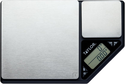 KitchenCraft Digital Kitchen Scale Dual Platform, Pro Professional Standard, Precision Accuracy and Tare Function, Brushed Stainless Steel, 5kg Capacity Black/Silver