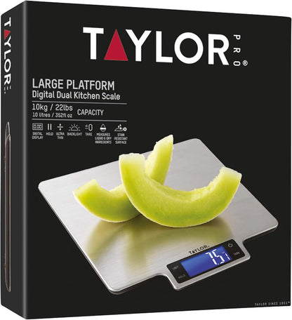 KitchenCraft Digital Kitchen Scale Dual Platform, Pro Professional Standard, Precision Accuracy and Tare Function, Brushed Stainless Steel, 5kg Capacity Black/Silver
