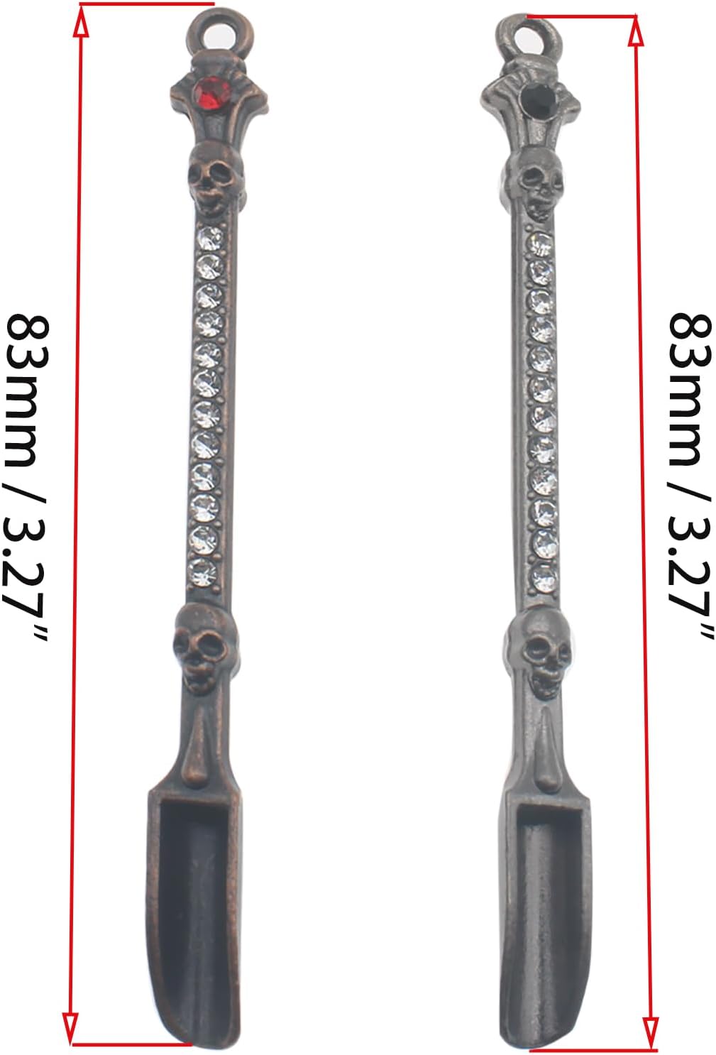 Mini Powder Medicine Scoop 2pcs Metal Shovel Spoon Shovel Scoop with Crystal for Bottle Home Supplies (Antique silver + Bronze)