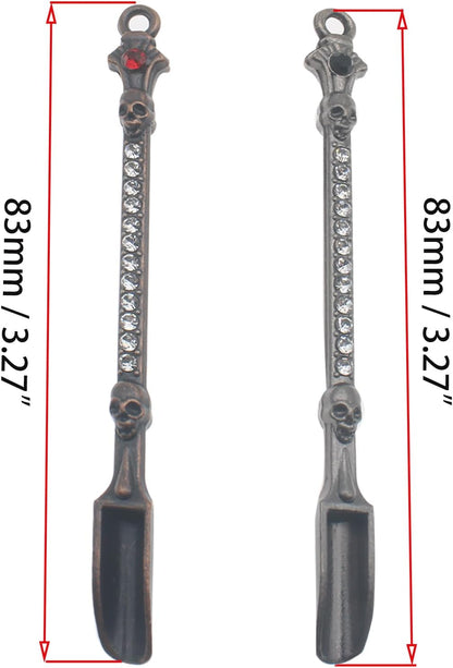 Mini Powder Medicine Scoop 2pcs Metal Shovel Spoon Shovel Scoop with Crystal for Bottle Home Supplies (Antique silver + Bronze)