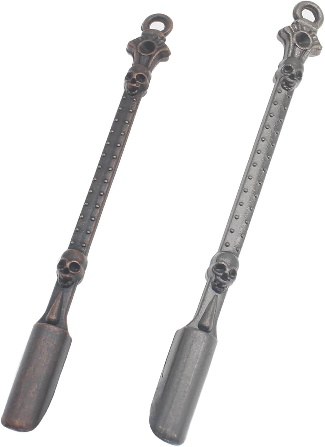 Mini Powder Medicine Scoop 2pcs Metal Shovel Spoon Shovel Scoop with Crystal for Bottle Home Supplies (Antique silver + Bronze)