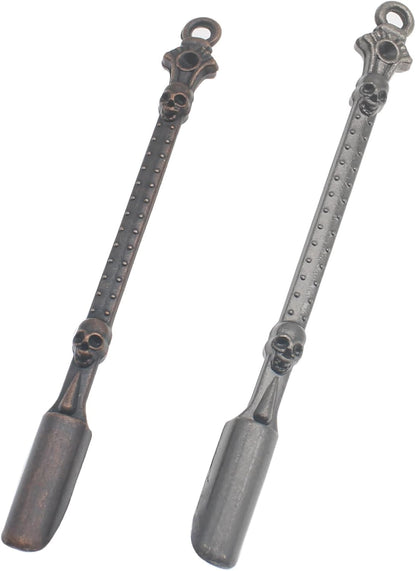 Mini Powder Medicine Scoop 2pcs Metal Shovel Spoon Shovel Scoop with Crystal for Bottle Home Supplies (Antique silver + Bronze)