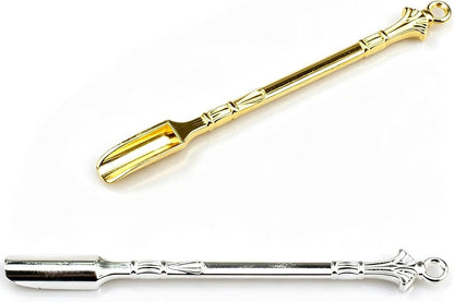 Mini Powder Medicine Scoop 2pcs Metal Shovel Spoon Shovel Scoop with Crystal for Bottle Home Supplies (Antique silver + Bronze)