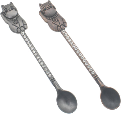 Mini Powder Medicine Scoop 2pcs Metal Shovel Spoon Shovel Scoop with Crystal for Bottle Home Supplies (Antique silver + Bronze)