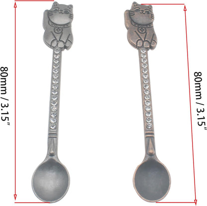 Mini Powder Medicine Scoop 2pcs Metal Shovel Spoon Shovel Scoop with Crystal for Bottle Home Supplies (Antique silver + Bronze)