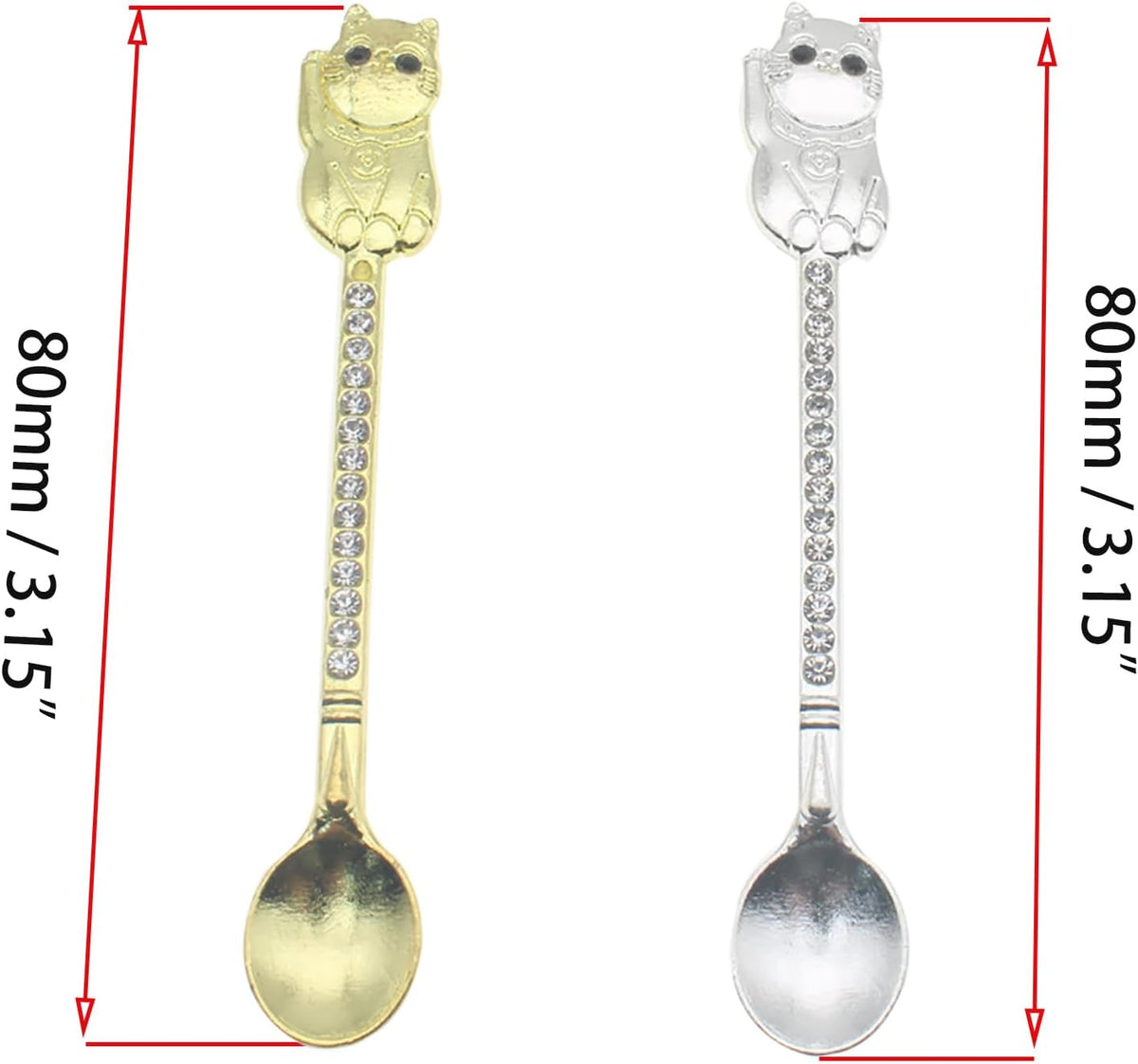Mini Powder Medicine Scoop 2pcs Metal Shovel Spoon Shovel Scoop with Crystal for Bottle Home Supplies (Antique silver + Bronze)