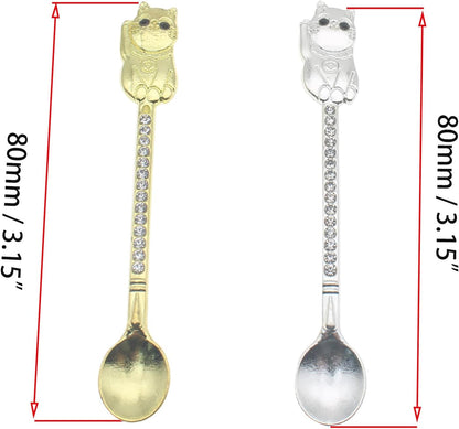 Mini Powder Medicine Scoop 2pcs Metal Shovel Spoon Shovel Scoop with Crystal for Bottle Home Supplies (Antique silver + Bronze)